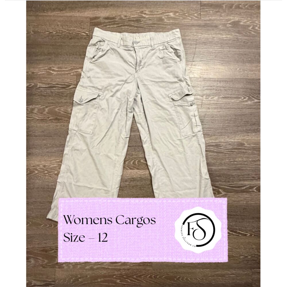 Light Gray Streetwear Baggy Cargo Pants, size 12